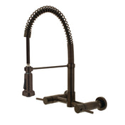 Wall-Mount Bridge Kitchen Faucet, Concord, Double Handle in Oil Rubbed Bronze