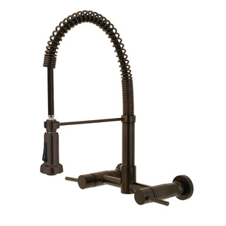 Wall-Mount Bridge Kitchen Faucet, Concord, Double Handle in Oil Rubbed Bronze