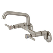 Wall Mount Bridge Kitchen Faucet, Concord, Two-Handle in Brushed Nickel