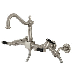 Wall Mount Bridge Kitchen Faucet, Duchess, Two-Handle in Brushed Nickel