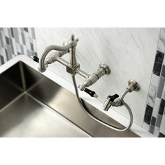 Wall Mount Bridge Kitchen Faucet, Duchess, Two-Handle in Brushed Nickel