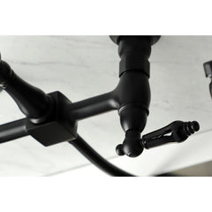 Wall Mount Bridge Kitchen Faucet, Duchess, Two-Handle in Matte Black