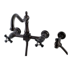 Wall Mount Bridge Kitchen Faucet, Duchess, Two-Handle in Oil Rubbed Bronze
