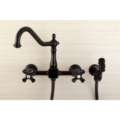 Wall Mount Bridge Kitchen Faucet, Duchess, Two-Handle in Oil Rubbed Bronze