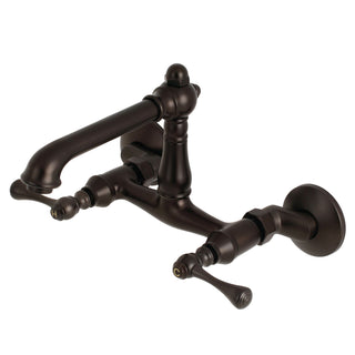Wall Mount Bridge Kitchen Faucet, English Country, Two-Handle 2-Hole in Oil Rubbed Bronze