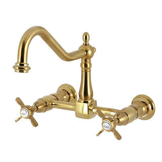 Wall Mount Bridge Kitchen Faucet, Essex, with Two Handles and Swivel Spout