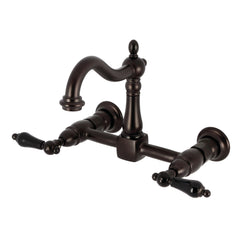 Wall Mount Bridge Kitchen Faucet, Heirloom, 2-Hole in Oil Rubbed Bronze