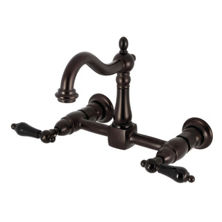 Wall Mount Bridge Kitchen Faucet, Heirloom, 2-Hole in Oil Rubbed Bronze