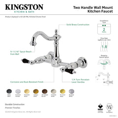 Wall Mount Bridge Kitchen Faucet, Heirloom, 2-Hole in Oil Rubbed Bronze