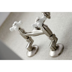 Wall Mount Bridge Kitchen Faucet, Heirloom, Two-Handle in Brushed Nickel