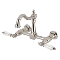 Wall Mount Bridge Kitchen Faucet, Heirloom, Two-Handle in Brushed Nickel
