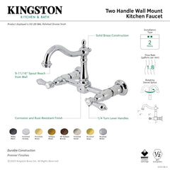 Wall Mount Bridge Kitchen Faucet, Heirloom, Two-Handle in Oil Rubbed Bronze