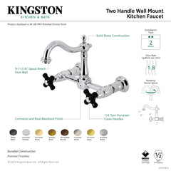 Wall Mount Bridge Kitchen Faucet, Heirloom, Two-Handle in Oil Rubbed Bronze