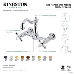 Wall Mount Bridge Kitchen Faucet, Heirloom, Two-Handle in Oil Rubbed Bronze