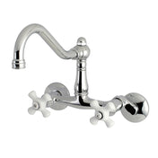 Wall Mount Bridge Kitchen Faucet, Heirloom, Two-Handle in Polished Chrome