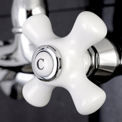 Wall Mount Bridge Kitchen Faucet, Heirloom, Two-Handle in Polished Chrome