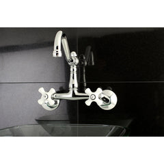 Wall Mount Bridge Kitchen Faucet, Heirloom, Two-Handle in Polished Chrome