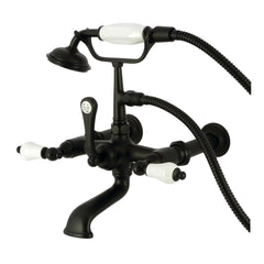 Wall Mount Clawfoot Tub Faucet, Heirloom, Three-Handle with Hand Shower in Matte Black