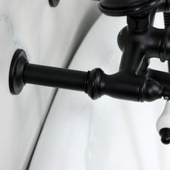 Wall Mount Clawfoot Tub Faucet, Heirloom, Three-Handle with Hand Shower in Matte Black