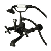 Wall Mount Clawfoot Tub Faucet, Heirloom, Three-Handle with Hand Shower in Matte Black
