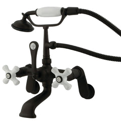 Wall Mount Clawfoot Tub Faucet, Heirloom, Three-Handle with Hand Shower in Oil Rubbed Bronze