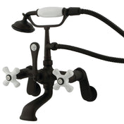 Wall Mount Clawfoot Tub Faucet, Heirloom, Three-Handle with Hand Shower in Oil Rubbed Bronze