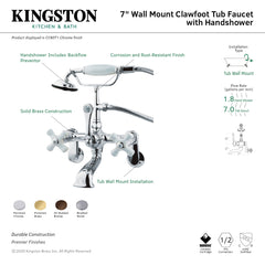 Wall Mount Clawfoot Tub Faucet, Heirloom, Three-Handle with Hand Shower in Oil Rubbed Bronze