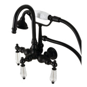 Wall Mount Clawfoot Tub Faucet, Heirloom, Three-Handle with Hand Shower in Matte Black