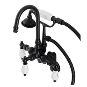 Wall Mount Clawfoot Tub Faucet, Heirloom, Three-Handle with Hand Shower in Matte Black