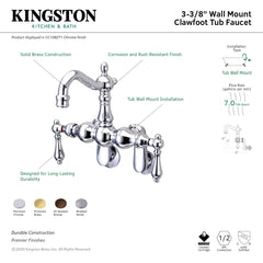 Wall Mount Clawfoot Tub Faucet, Heirloom, Two-Handle in Brushed Nickel