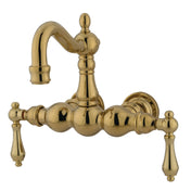 Wall Mount Clawfoot Tub Faucet, Heirloom, Two-Handle in Polished Brass