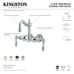 Wall Mount Clawfoot Tub Faucet, Heirloom, Two-Handle in Polished Brass