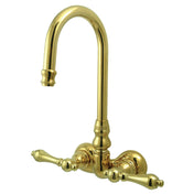 Wall Mount Clawfoot Tub Faucet, Heirloom, Two-Handle with 2 Holes in Polished Brass