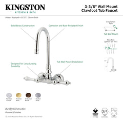 Wall Mount Clawfoot Tub Faucet, Heirloom, Two-Handle with 2 Holes in Polished Brass