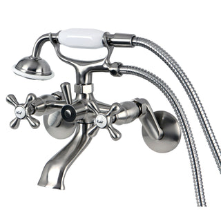 Wall Mount Clawfoot Tub Faucet, Heirloom, Two-Handle with Hand Shower in Brushed Nickel