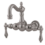 Wall Mount Clawfoot Tub Faucet, Heirloom, Two Handles in Brushed Nickel
