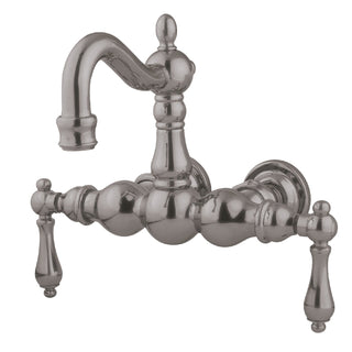 Wall Mount Clawfoot Tub Faucet, Heirloom, Two Handles in Brushed Nickel