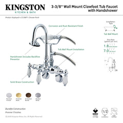 Wall Mount Clawfoot Tub Faucet, Heirloom, with Hand Shower in Polished Brass