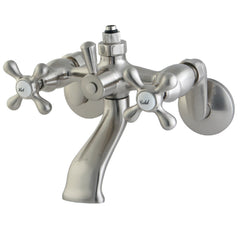 Wall Mount Clawfoot Tub Faucet, Heirloom, with Riser Adaptor in Brushed Nickel