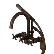 Wall Mount Clawfoot Tub Faucet, Sona, Three-Handle with Hand Shower in Oil Rubbed Bronze
