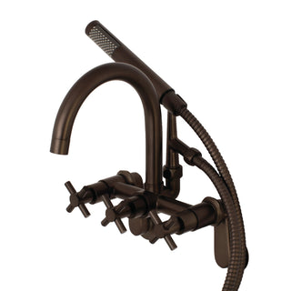 Wall Mount Clawfoot Tub Faucet, Sona, Three-Handle with Hand Shower in Oil Rubbed Bronze