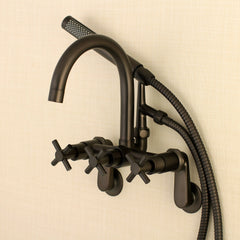 Wall Mount Clawfoot Tub Faucet, Sona, Three-Handle with Hand Shower in Oil Rubbed Bronze
