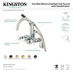 Wall Mount Clawfoot Tub Faucet, Sona, Three-Handle with Hand Shower in Oil Rubbed Bronze