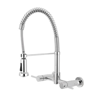 Wall-Mount Kitchen Faucet, Concord, Double Handle in Polished Chrome