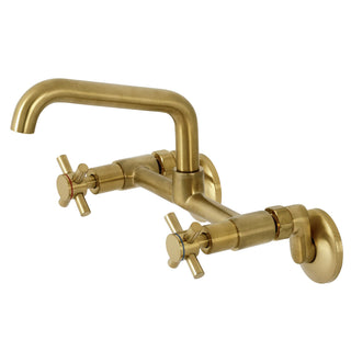 Wall Mount Kitchen Faucet, Concord, Two-Handle 2-Hole in Brushed Brass