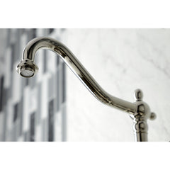 Wall Mount Kitchen Faucet, Heirloom, Two-Handle with Brass Sprayer in Polished Nickel