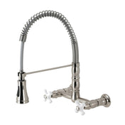 Wall-Mount Kitchen Faucet, Heritage, Double Handle in Brushed Nickel