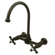 Wall Mount Kitchen Faucet, Restoration, Double Handle, 2-Hole, Oil Rubbed Bronze