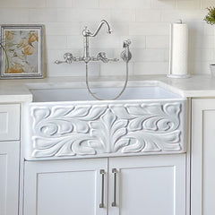 Wall Mount Kitchen Faucet with Swivel Spout and Side Spray in Antique Brass