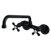 Wall Mount Kitchen Faucet with Two Cross Handles in Matte Black